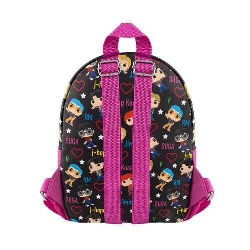 A1 Loungefly Funko Pop BTS Band with Hearts All Over Print Mini Backpack