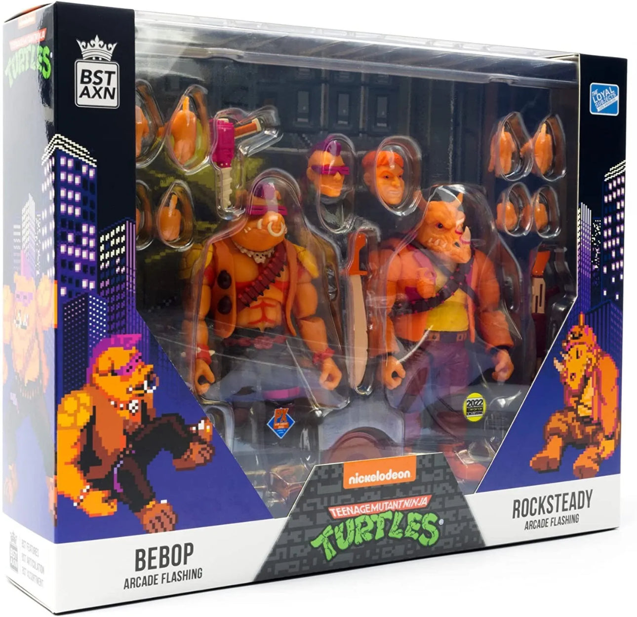 B1- SDCC 2022 BST AXN TMNT Arcade Bebop & Rocksteady Action Figure 2 Pack.