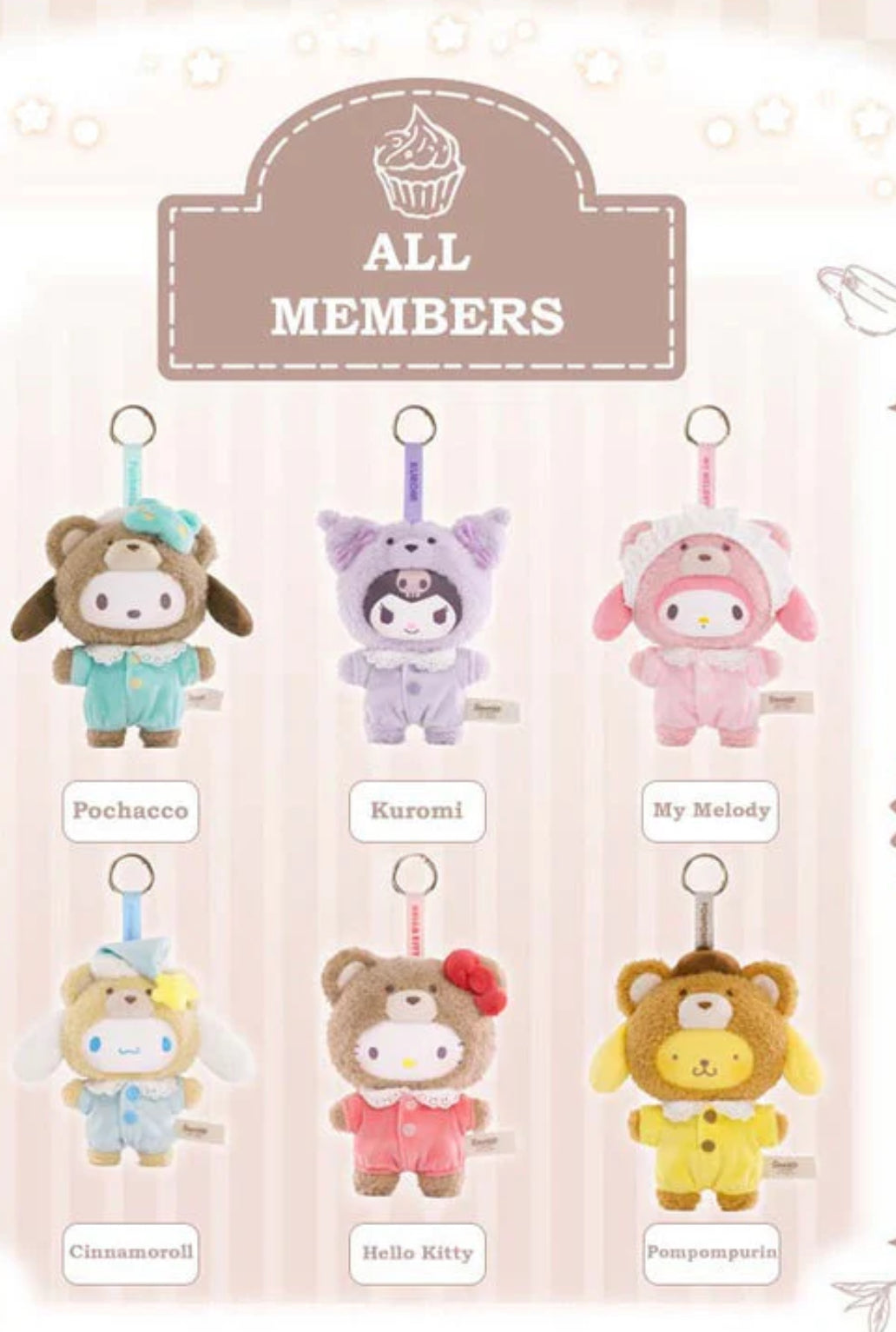 A-4 TOPTOY Sanrio characters Latte Baby Plush Series Blind Box box of 6 Figure New