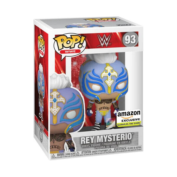 B1- Funko Pop! WWE #93 Rey Mysterio Glow in the Dark Amazon Exclusive HTF