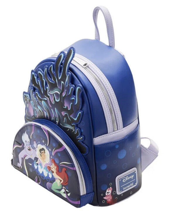 A1 Loungefly Disney Little Mermaid Ursula Glow-In-The-Dark Lair Mini Backpack